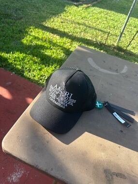 AMIRI Black Mesh Trucker Hat with White Embroidered Logo